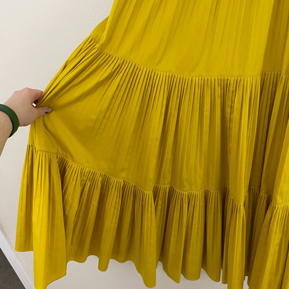 Kate Spade Cotton Poplin Ruffle Tiered Maxi Dress in Chartreuse Yellow Size 8 - Picture 6 of 8